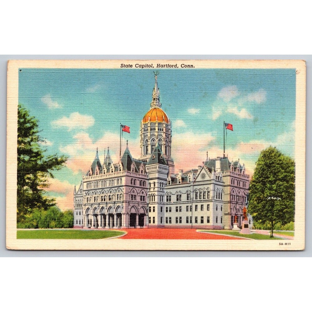 Connecticut State Capitol Postcard Vintage American Art Post Card Hartford CT